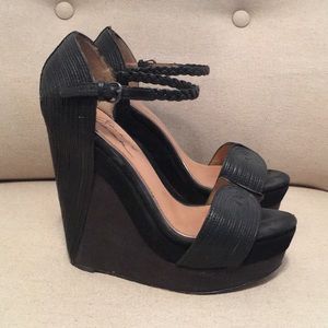 Mark and James black wedge heels